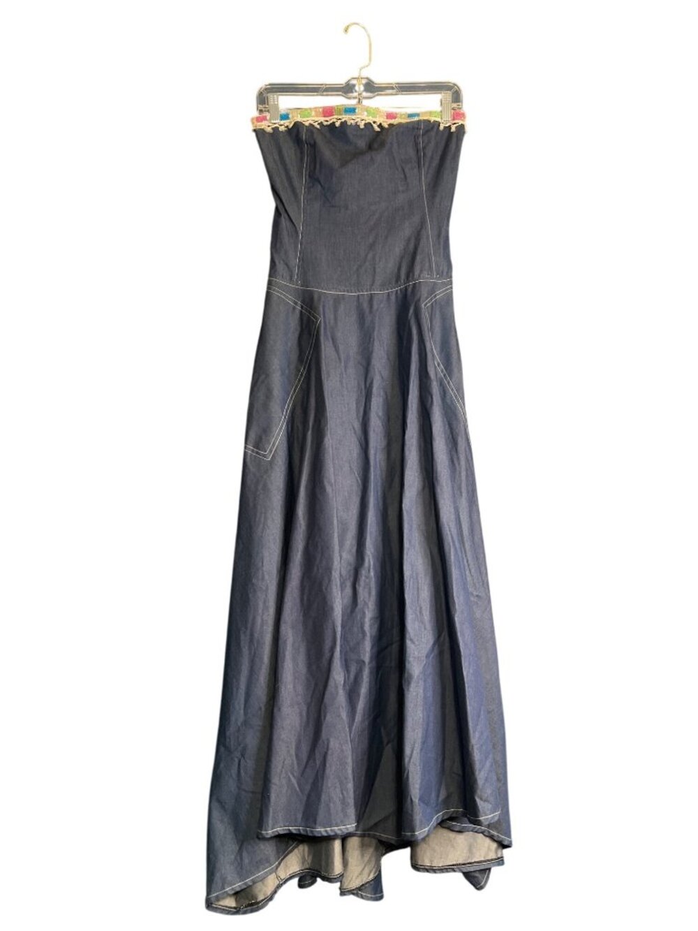 Vintage Strapless Denim Maxi Dress By In Love Paris